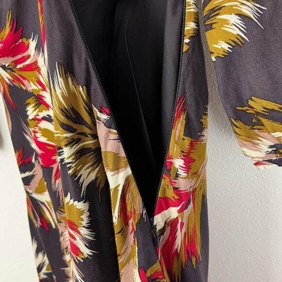 Boden Womens Jersey Dress Twist V Neck Knee Length Feather Floral Bohemian - Picture 7 of 9